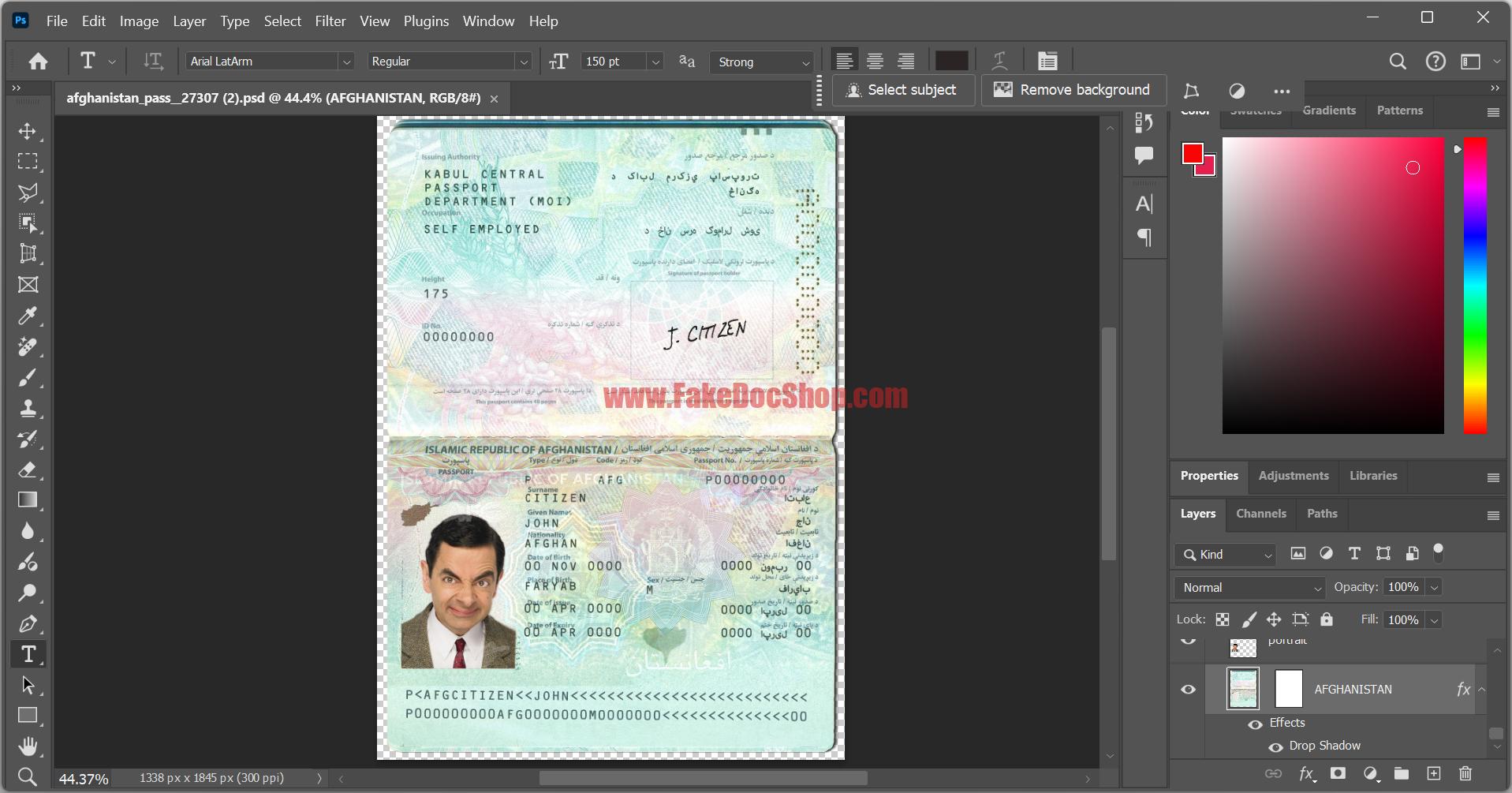 Afghanistan Passport PSD Template – Fakedocshop