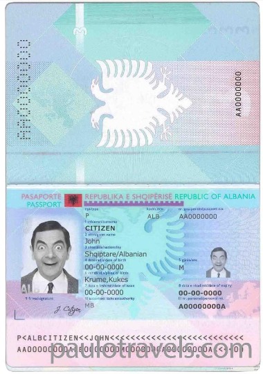 Albania passport PSD template