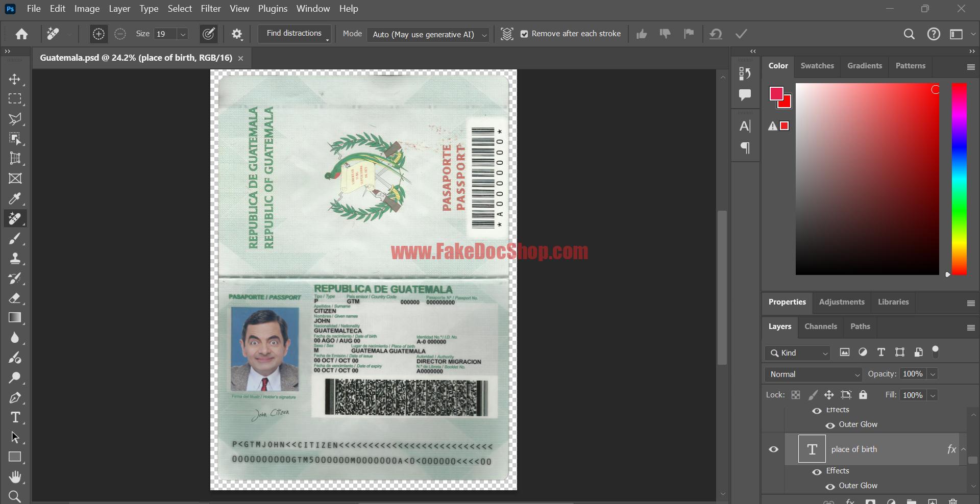 Guatemala Fake Passport Fully Editable PSD Template