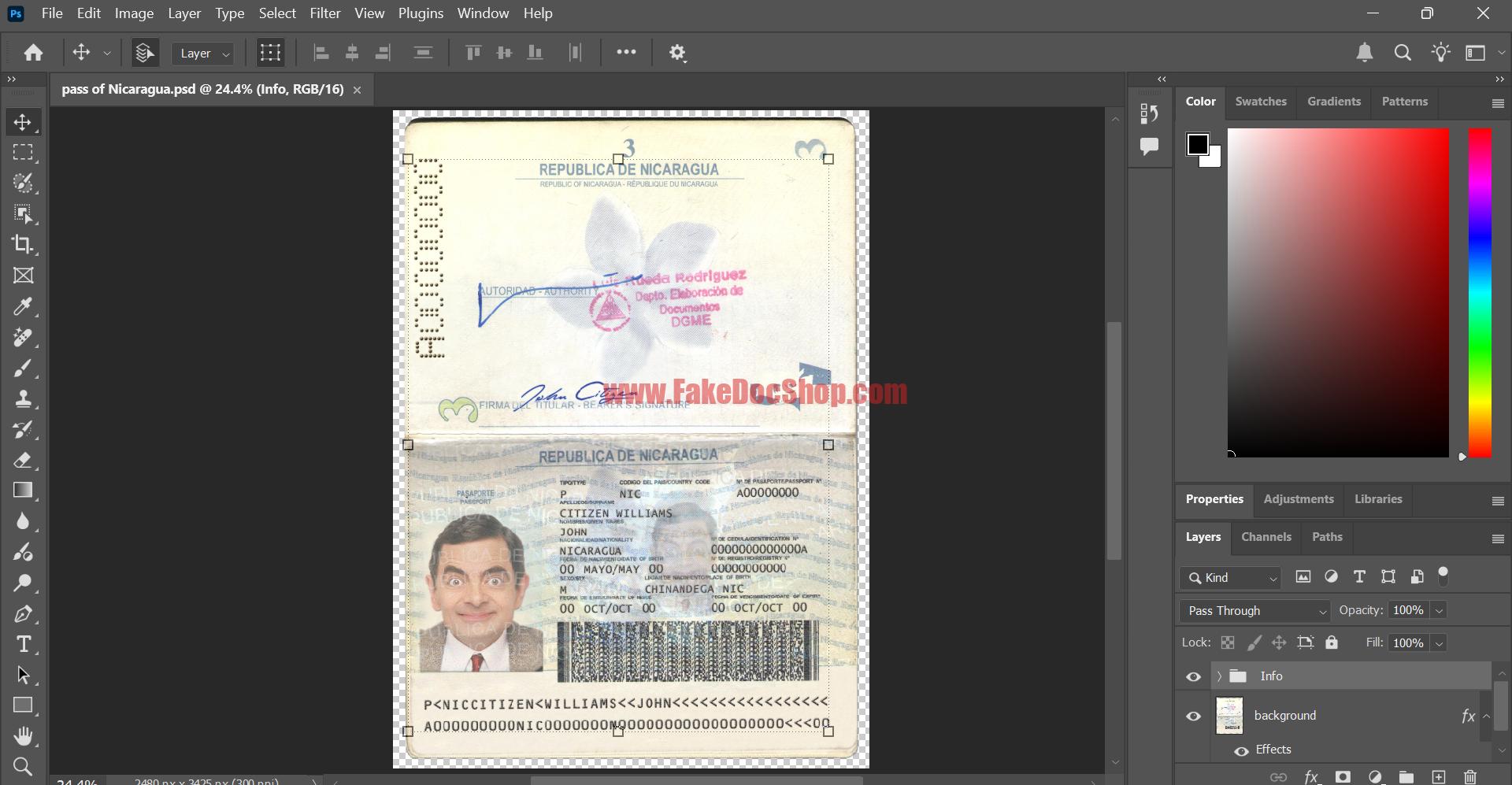 Nicaragua Passport Template Fully Editable Psd Format