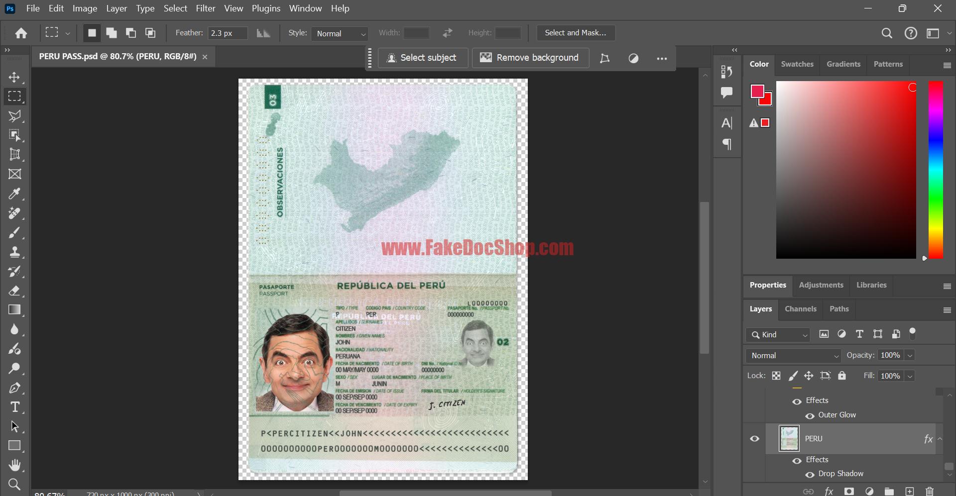 Peru Passport PSD Template – Fakedocshop