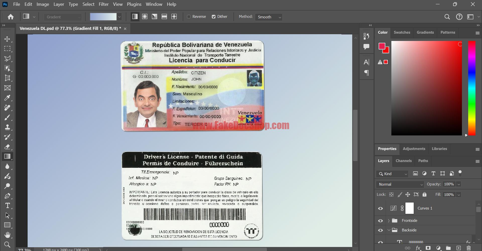 Venezuela Driver License PSD Template