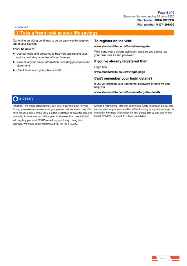 United Kingdom Standard Life utility bill template in Word and PDF format, 7 pages 1 2