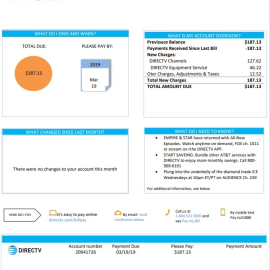 USA California Directv utility bill template in Word and PDF format, good for address prove