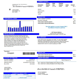 USA City of Sherman utility bill template in Word and PDF format