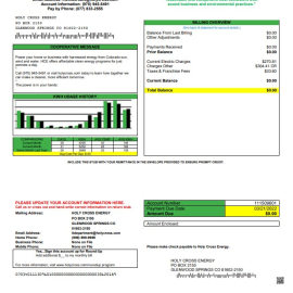 USA Colorado Holy Cross Energy utility bill template in Word and PDF format