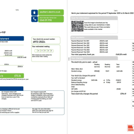 United Kingdom SSE Energy utility bill, Word and PDF template, 4 pages 1 2