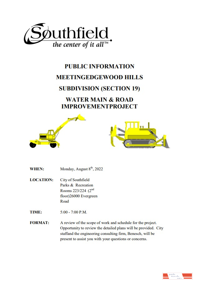 USA Michigan City of Southfield utility water and construction shut off notice, Word and PDF template, 3 pages 1 2
