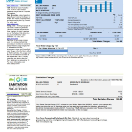 USA LA DWP utility bill template in Word and PDF format