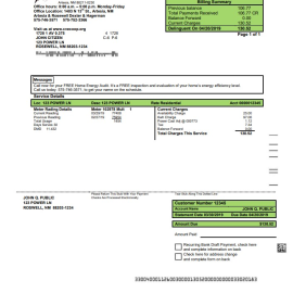 USA New Mexico electricity proof of address utility bill template in Word and PDF format