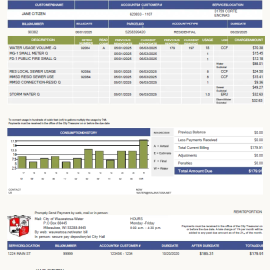 USA Wauwatosa Water utility bill template in Word and PDF formats
